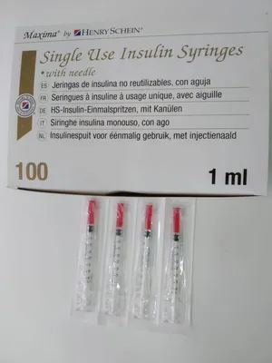 Шприц инсулиновый, U-100 \"MEDICARE\", 1,0 мл (игла 0,33 x 13мм) Медтехника  Мед1.ltd