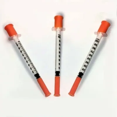 Одноразовый безопасный инсулиновый шприц, оранжевая крышка, фотография, 1 мл  | AliExpress