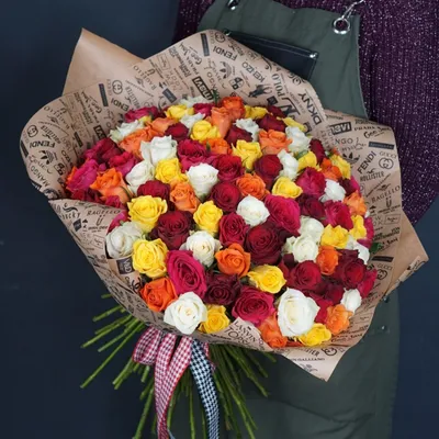 101 розовая роза 50 см Кения- купить в СПб с доставкой в интернет магазине  \"Цветочкин\"