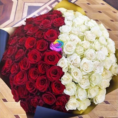 Букет из 101 красной розы (50 см) купить в Москве недорого с доставкой