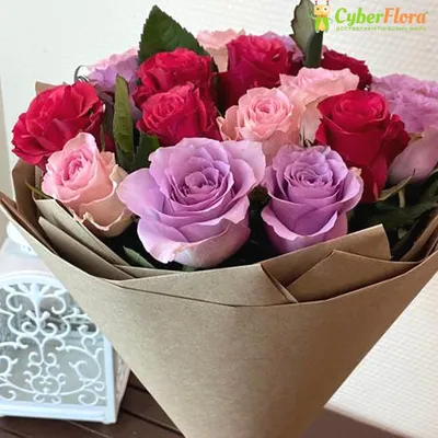 Букет из 17 разноцветных роз купить в Минске - LIONflowers