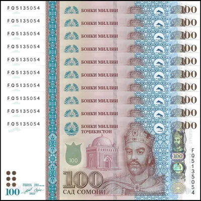 Tadschikistan 200 Somoni 2010 P.21a unc / GEM UNC Русские монеты из  драгоценных