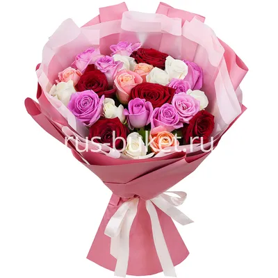 25 роз микс 40 см — купить в Ярославле по цене 1250 руб | Цветочный магазин  Флоренция