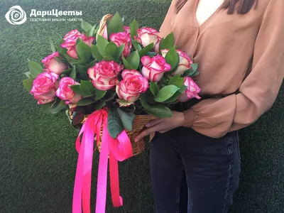 Букет из 25 разноцветных роз 40 см» - купить в Воронеже за 6 080 руб