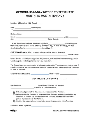 Free Georgia 30/60-Day Notice to Quit | Lease Termination Letter | PDF |  Word