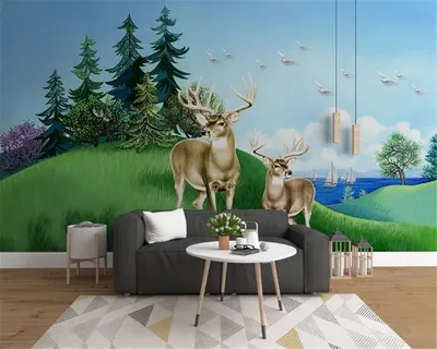 3d Обои Для Кухни Nordic Минималистский Forest Elk Море Парусный Корабль  Фон Украшения Стены Картина HD Обои От 3 266 руб. | DHgate