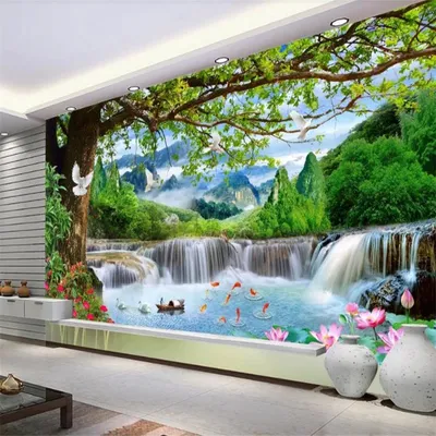 3d-фотообои на заказ, Настенные обои с изображением водопада, для кухни,  гостиной, спальни, украшение для стен | AliExpress