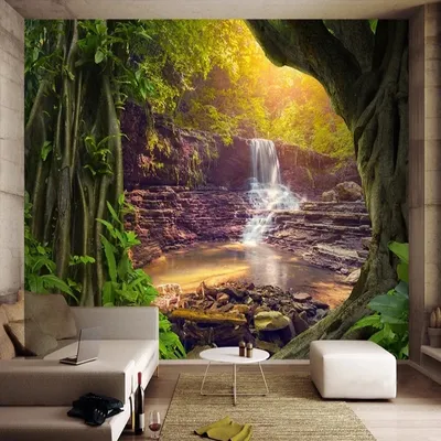 3D-обои с изображением мистического леса, водопада, пейзаж, фотообои для  гостиной, телевизора, дивана, ресторана, фон, домашний декор, настенная  живопись | AliExpress