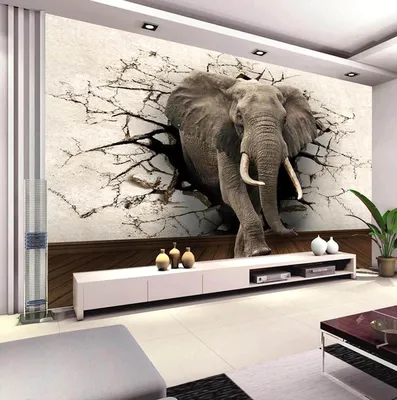 Объемные 3D фотообои со слоном | Декор спальни, Современная гостиная, Идеи  для украшения комнат