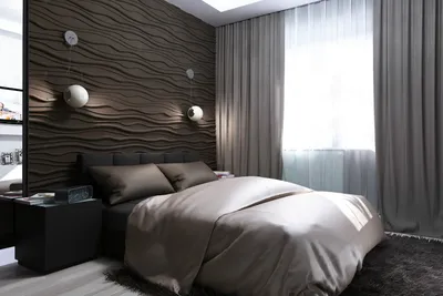 Гипсовые 3d панели в спальне «Волна двойная»