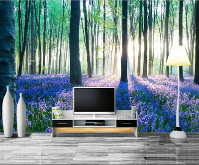 Настенные 3D-обои на заказ, стереоскопические обои в современном стиле с  изображением лесного пейзажа, для гостиной | AliExpress