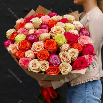 Букет 51 кенийская красная роза 50см купить с доставкой в СПб