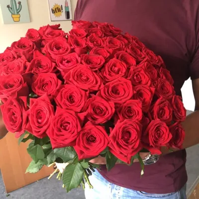 51 красная роза 50 см. - купить в Омске в цветочной мастерской Лаванда