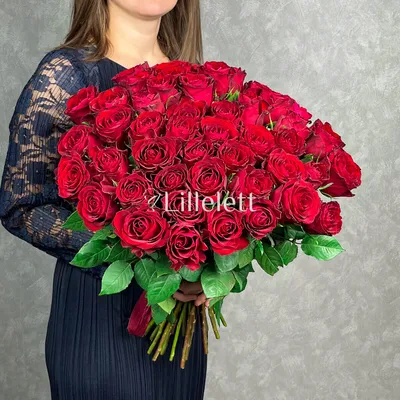 Букет из 51 розы Джумилия под ленту (50 см) за 6006р. Позиция № 3054