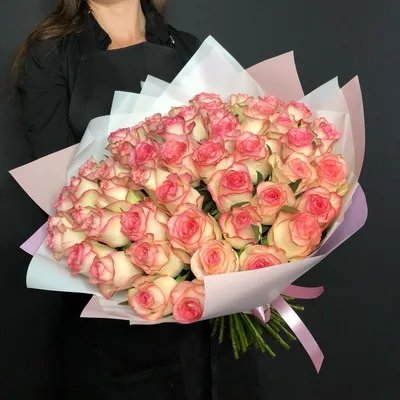 Букет из 51 розы розовый (50 см)