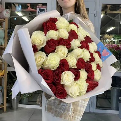 1️⃣ 51 роза 60 см – купить в Алматы | Голландские, местные
