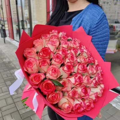 А) 51 Роза \"Пинк Мондиаль\" 70 см (Эквадор) (Премиум) и скидки в интернет  магазине цветов Роз Новоросс