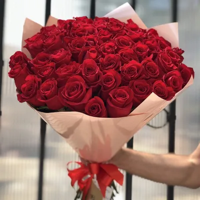 Букет из 51 красной розы premium 60 см - купить в Москве по цене 6990 р -  Magic Flower