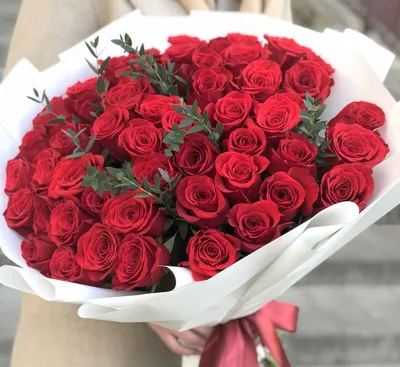 Букет 51 красная роза высотой 150см купить с доставкой в СПб