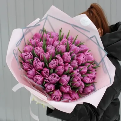 Букет из 51 тюльпана №582 - 🌹 Цветы Новосибирск заказ: