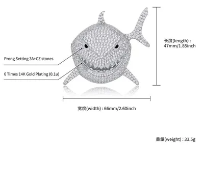 6ix9ine Тот Же Большая Акула Подвеска, Полная Циркона Мода Личности Хип Хоп  Рэп Мужская Ожерелье Ювелирные Изделия От 5 356 руб. | DHgate