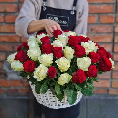 Зеленый Мир | 75 белых роз (80 см)
