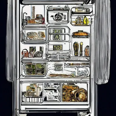 открытый однодверный холодильник изолированный на белом холодильнике PNG ,  хром, одомашненный, винтаж PNG рисунок для бесплатной загрузки