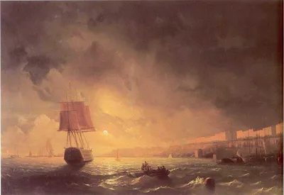 Репродукции Произведений Искусства Вид Одессы около Лунный свет, 1846 по  Ivan Aivazovsky (1817-1900, Russia) | WahooArt.com