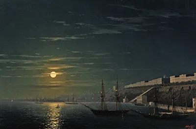 ₴ Репродукция картины море: Вид на Одессу в лунную ночь — художник  Айвазовский Иван