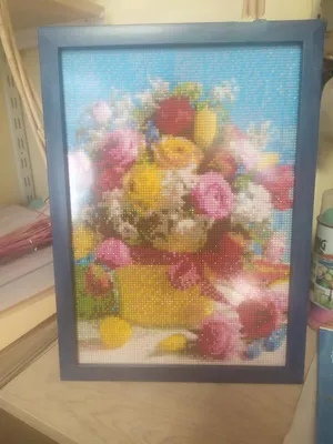 Алмазна вишивка Цветы в пастельных тонах купити в Києві