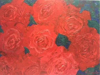 Алые розы» картина Балакина Артёма маслом на холсте — купить на ArtNow.ru