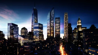 Нью-йорк, небоскрёбы, солнце, здания, дома, город, америка, сша обои для рабочего  стола, картинки, фото, 1920x1080.