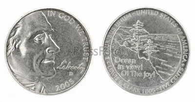 Фотография на тему Американские монеты на белом фоне | PressFoto
