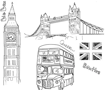Горизонт Лондона, иллюстрация вектора Англии винтажная, нарисованная рука  Иллюстрация штока - иллюстрации насчитывающей больш, англия: 130338735