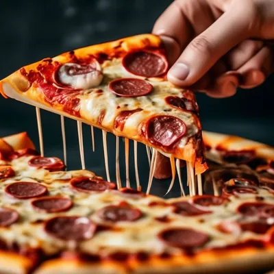 Вкусная аппетитная пицца с колбасой …» — создано в Шедевруме