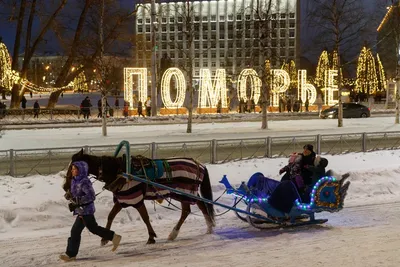 Полдень в Архангельске в зимние дни. / Архангельск Набережная Северной  Двины в районе ж/д моста