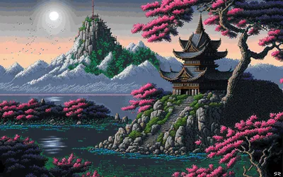 Beautiful Flower Night Mountain Moon Scenery Art 4K Wallpaper iPhone HD  Phone #6071k