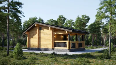 Большой гостевой дом-баня с террасой – проект «Сибирь» с планировками и  фото строительства от ГК «Городлес»
