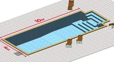 Проект бассейна Проект бассейна 10х4х1,5 (C599). Скачать, заказать, купить  чертеж на бассейн Проект бассейна 10х4х1,5 (C599) – PoolProekt.com