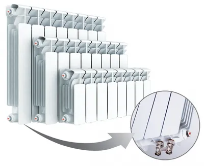 Радиатор биметаллический Royal Thermo Revolution Bimetall 500 2.0 (10  секций). 500 мм - Алюминиевые и биметаллические радиаторы / Вариант-А