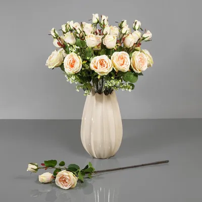 Цветок искусственный \"Роза чайная\" белая 8100-025 купить по низкой цене