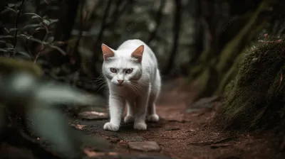 Портрет белой кошки в профиль, скачать в хорошем качестве
