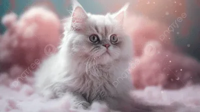 Изображение белой персидской кошки в формате png