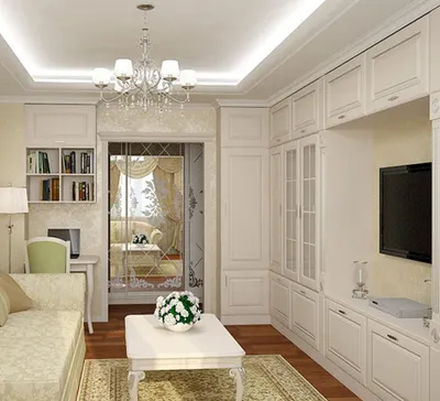 Белая стенка в гостиную в классическом стиле МДФ от Landl.