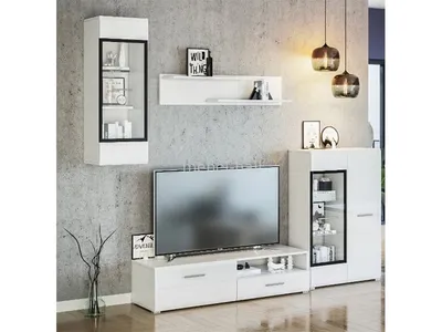 Бело серые стенки в гостиную по низким ценам — заказать мебель от  производителя