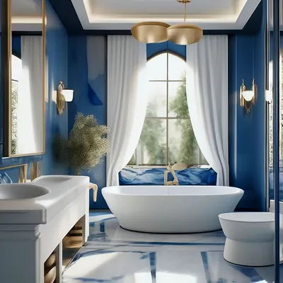 Серо синяя ванная комната - 78 фото