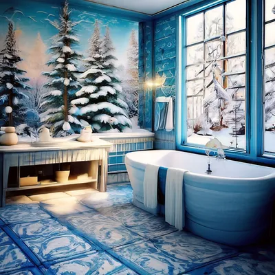 Бело голубая ванная комната - 60 фото