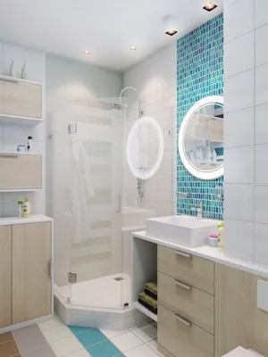 Голубой интерьер ванной комнаты с белой стеной отделки плитки, стеклянным  ливнем кабины и ванной Стоковое Изображение - изображение насчитывающей  дом, пол: 77322871