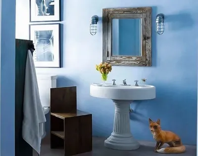Бело синяя ванная комната - 59 фото