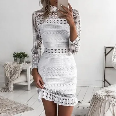 Белое ажурное платье